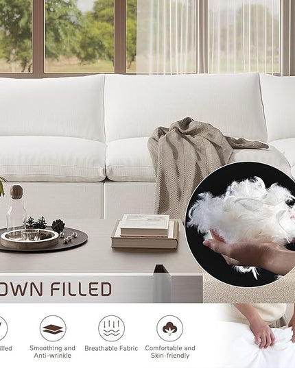 Cloud Modular Sectional Sofa,211.6" Down Filled Sofa 5 Seat with Chaise,Minimalist Sofa Cover Washable and Replaceable Couches for Living Room,Sectional Sofa Deep Seat White