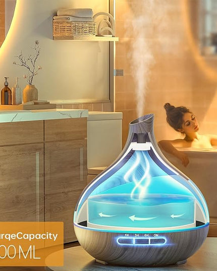 500ML Essential Oil Diffuser: Aroma Diffuser with Remote Control for Hotel Spa Yoga Room - Humidifiers for Bedroom with 14 Colors LED Night Light for Kids/Women Home Relaxation