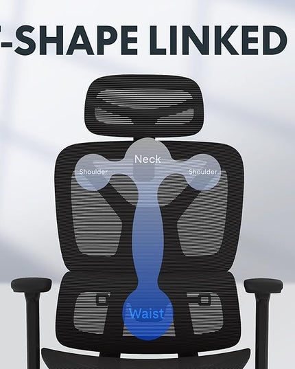 FLEXISPOT ErgoX Premium Ergonomic Office Chair with Footrest- Adjustable 3D Armrests, Dynamic Lumbar Support, Recline & Tilt Function, Mesh Seat, for Home & Office Use,Foam Black