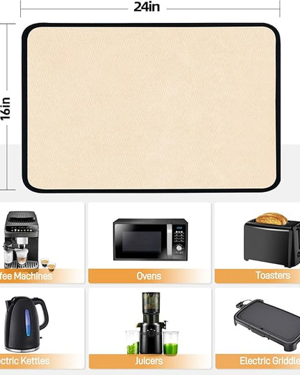 Heat Resistant Mats for Countertop - Fireproof 16x24in Heat Resistant Mats for Air Fryer - Kitchen Countertop Protector for Air Fryer, Coffee Maker, Stand Mixer, Toaster, Oven 2PCS - Khaki