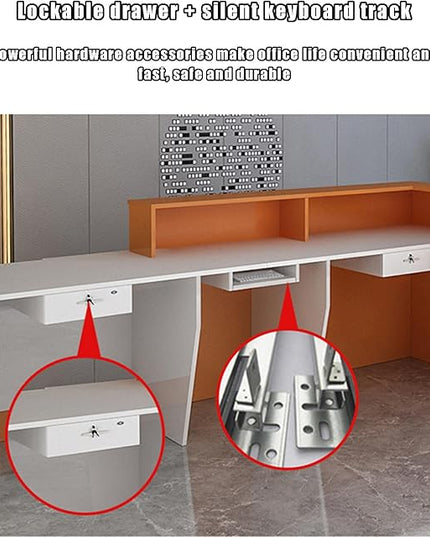 Reception Counter Desk with Lockable Drawers, Modern Retail Counter, Home Office Desk/Table, for Checkout, Office, Beauty Salon, Lobby
