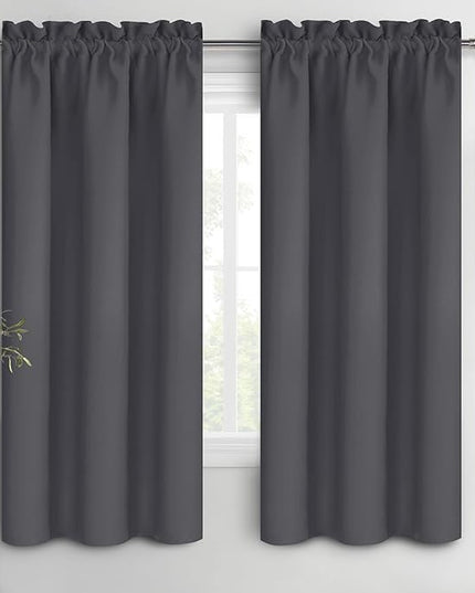 DWCN Blackout Curtains for Bedroom 72 Inch Length 2 Panels Set, Solid Thermal Insulated Energy Saving Rod Pocket Window Treatment Curtains Blackout Drapes (W38 x L72 Inch, Dark Grey)