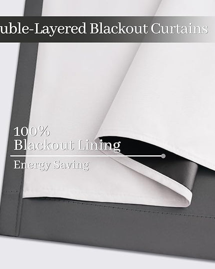 Yakamok Room Darkening 100% Blackout Curtains Grommet Window Treatments with 2 Thick Layers-Charcoal Grey Thermal Insulated Drapes Set of 2 Panels for Bedroom Living Room 52 Inches by 72 Inches Length