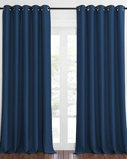 NICETOWN Sliding Door Window Treatment Blackout Patio Door Curtain Panels, Privacy Thermal Drapes for Bedroom Living Room Department with Grommet Top (Moroccan Blue, W66 x L110)