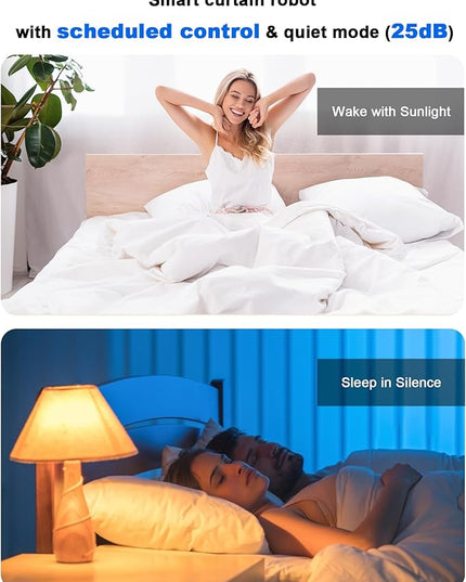 2025 Automatic Curtain Opener - Electric Curtains with Remote Smart Curtain Opener Electronic for Roman/U/T Rails, Bluetooth Curtain Opener with App/Timer, Compatible with Alexa and Google Home