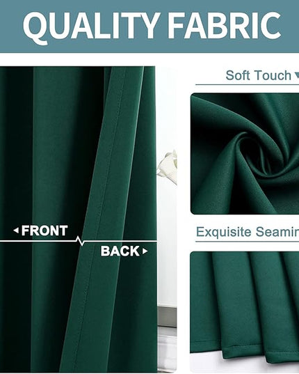 ChrisDowa Blackout Curtains 108 Inches Long 2 Panels Set for Living Room, Grommet Thermal Insulated Room Darkening Curtains for Bedroom (Forest Green, 52 x 108 Inch)