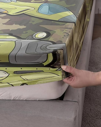 AILONEN Army Tank Helicopter Bed Sheet Full Size Camo Sheet Bedroom Decoration Gift for Kids Boys Bedding 3 Pieces Set,Soft Breathable Fitted Sheet and 2 Pillowcases