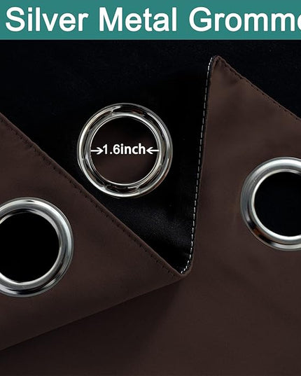 Yakamok 100% Blackout Curtains 96 Inches Long, 2 Thick Layers Heat and Full Light Blocking Soft Thermal Insulated Drapes for Bedroom(52" Wide Each Panel, Chocolate Brown, 1 Panel)