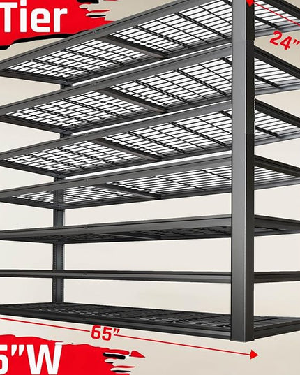 7-Tier Heavy Duty Garage Shelving Units, 65" Wide Deep Storage Shelves,Black Metal Garage Shelves,Steel Shelf,Large Storage Rack,Industrial Shelving for Shop, 65" W x 24" D x 96" H