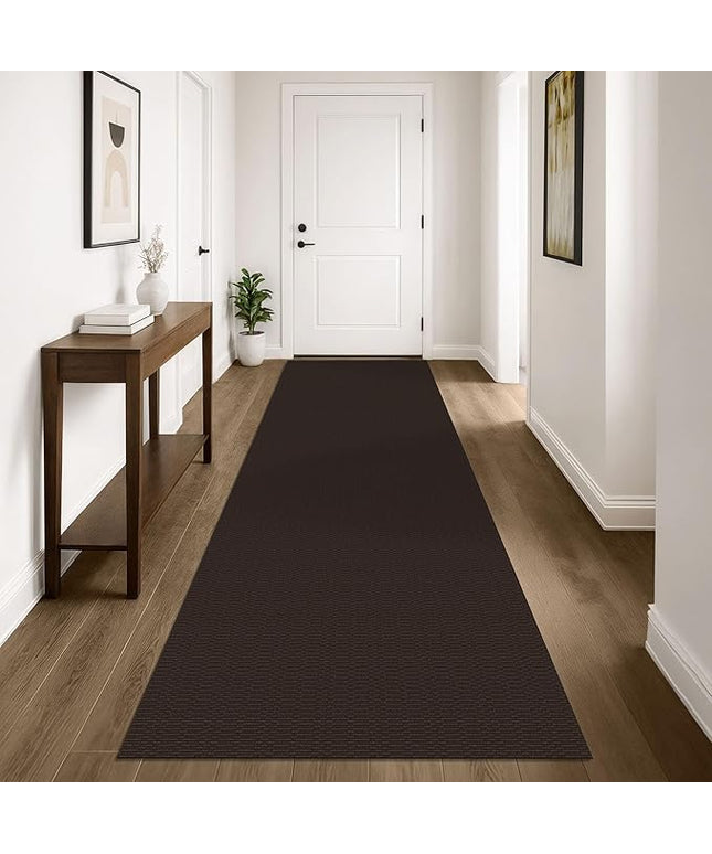 KOZYFLY Washable Runner Rug 3x10 ft Hallway Kitchen Runner Rugs with Rubber Backing Bobo Entryway Runner Indoor, Long Carpet Runners for Hall Kitchen Entryway, Dark Coffee/Brown