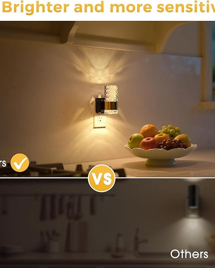 L LOHAS LED Night Light, Modern Night Lights Plug into Wall, 2 Pack 3000K Soft Warm 0-100LM Adjustable Nightlights,Automatic Nightlights Plug in with Dusk to Dawn Sensor for Room Bathroom Hallway