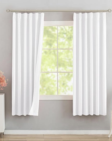 DONREN Pure Withe Pinch Pleated 50% Blackout Curtains with Hooks - 72 inch Length Room Darkening Thermal Insulated Window Curtain Drapes for Living Room Bedroom Set of 2 Panels 40" Wx72 L