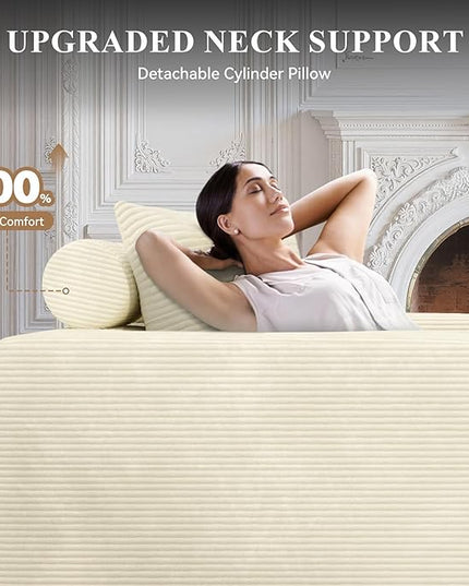 Modular Sectional Sofa with L-Shape Chaise,Cloud Sectional Modern Sleeper Couch with Deep Seat,Sponge Compression Sofas No Assembly Required (Beige-Corduroy Fabric)