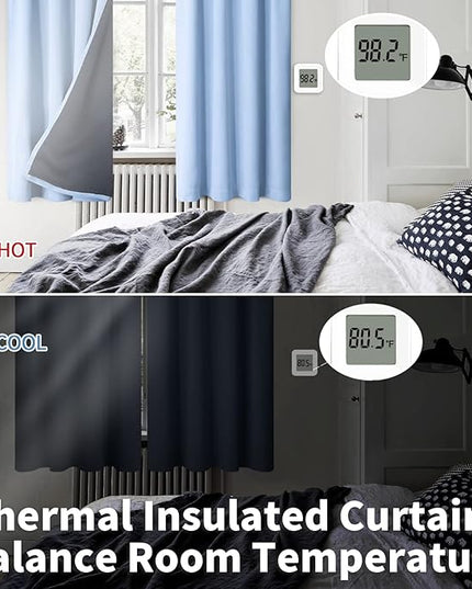 BGment Blackout Curtains for Bedroom 2 Panels Set, 100% Black Out Bedroom Curtains Thermal Insulated Rod Pocket Double Layer Window Curtain (52 x 72 Inch, Spa Blue, 2 Panels)