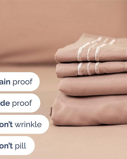 Split King Size 5 Piece Sheet Set - Comfy Breathable & Cooling Bed Sheets Set - Hotel Luxury Bedding for Women, Men, Kids, Teens, Boys & Girls - Deep Pockets, Soft and Wrinkle Free - Oeko-Tex - Mauve