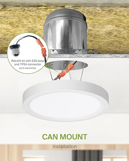 ASD LED 7" Round Flush Mount Ceiling Light Fixture, Low Profile Surface Lighting | 5CCT, Dimmable, Ultra-Thin, ETL Listed | 15W 1260LM 2700-6000K 120V | Kitchen, Bedroom, Hallway Lamp | White, 12 Pack