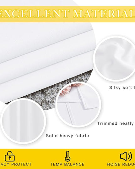 NICETOWN Sliding Door Curtain Window Treatment for Living Room, Energy Smart Thermal Insulated Extra Wide Solid Blackout Curtains/Drapes for Patio Door (Pure White, W80 x L84)