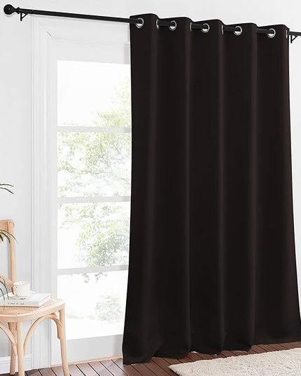 NICETOWN Sliding Door Window Treatment Blackout Patio Door Curtain Panels, Privacy Thermal Drapes for Bedroom Living Room Department with Grommet Top (Toffee Brown, W66 x L110)