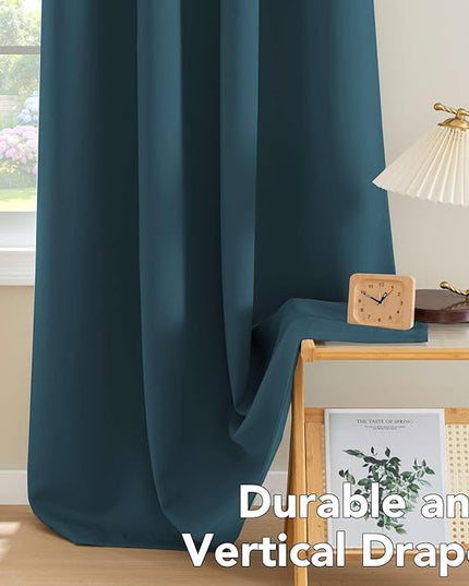 H.VERSAILTEX Premium Blackout Thermal Insulated Room Darkening Curtains for Bedroom/Living Room - Classic Grommet Top (2 Panels, Dark Teal, 52 Inch by 84 Inch)