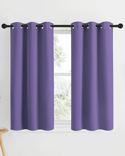 NICETOWN Bedroom Blackout Curtains and Drapes - Window Treatment Thermal Insulated Solid Grommet Blackout Draperies for Kitchen/Cafe (Lilac Purple, Set of 2, 34 by 50 Inch)