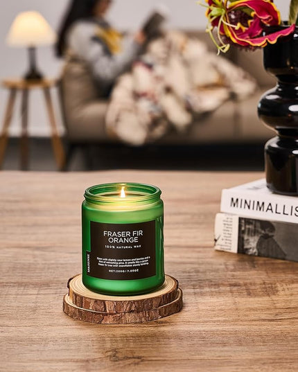 M&SENSE Fir & Orange Scented Natural Soy Wax Non Toxic Candle for Home, Cotton Wick Christmas Tree Scented 7.05oz Up to 50 Hours Holiday Aromatherapy Candle for Relaxation