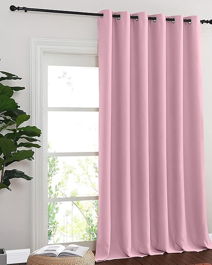 NICETOWN Room Divider Curtain 132 Inches Long, Wide Blackout Sliding Door Curtain for Bedroom, Room Darkening Privacy Window Curtain for Patio Door (1 Panel Set, Rouge Pink, 80 x 132 Inch)