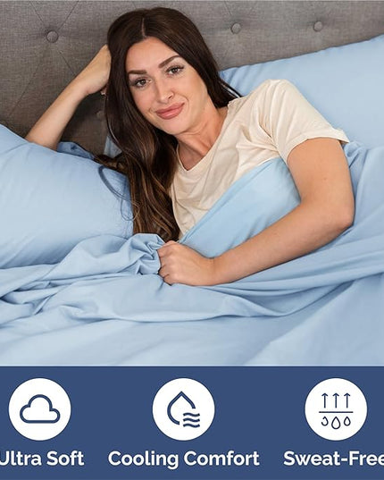 King Size 4 Piece Sheet Set - Comfy Breathable & Cooling Bed Sheets Set - Hotel Luxury Bedding for Women, Men, Kids, Teens, Boys & Girls - Deep Pockets, Soft and Wrinkle Free - Oeko-Tex - Light Blue