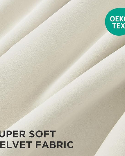 Joydeco White Velvet Curtains 90 Inches 2 Panels, Luxury Thermal Insulated Soft White Curtains for Bedroom & Living Room, Room Darkening Velvet Drapes, Rod Pocket (52W x 90L)