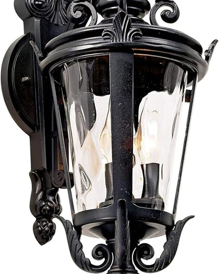 John Timberland Casa Marseille European Outdoor Wall Light Fixture Textured Black French 21 3/4" Clear Hammered Glass for Exterior House Porch Patio Outside Deck Garage Front Door Garden Home