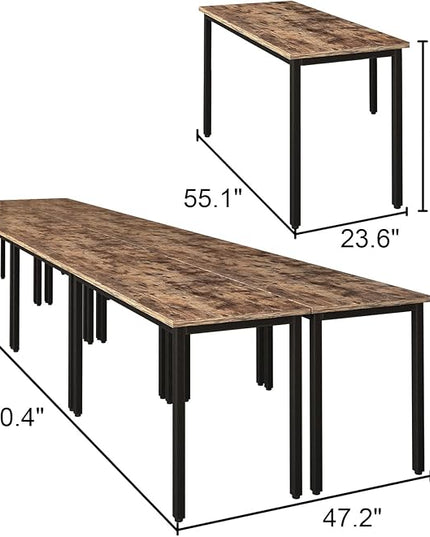 Bonzy Home Conference Table Chairs Set 18FT, 220"x47.2"x29.5" 8pcs Tables & 18pcs Chairs Set for Conference Room Meeting Room Office, Brown