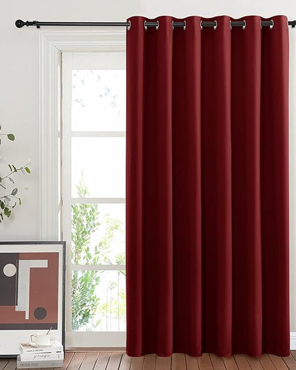 NICETOWN Glass Door Curtains for Window, Wide Thermal Curtain Panels, Sliding Door Drapes, Extra Wide Curtains (Burgundy Red, 80 inches Wide x 84 inches Long)
