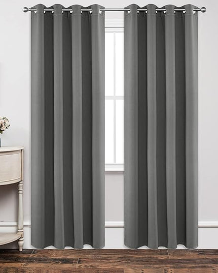 Joydeco Blackout Curtains 84 Inch Length 2 Panels Set, Thermal Insulated Long Drapes 2 Burg, Room Darkening Grommet Drapes for Living Room Bedroom Window