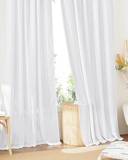 NICETOWN White Sheer Curtains 84 inches Long - Pinch Pleated Rod Pocket & Back Tab Airy & Lightweight Elegant Window Covering with Light Filtering for Bedroom/Living Room (2 Panels, W42 x L84)