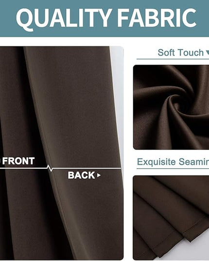 ChrisDowa Grommet Blackout Curtains for Bedroom and Living Room - 2 Panels Set Thermal Insulated Room Darkening Curtains (Brown, 52W x 84L )