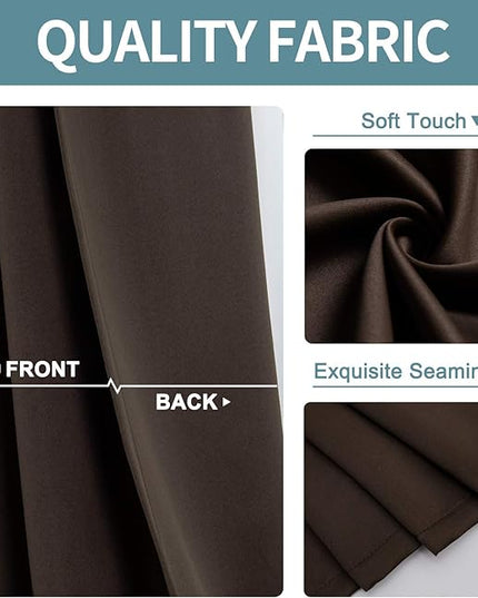 ChrisDowa Grommet Blackout Curtains for Bedroom and Living Room - 2 Panels Set Thermal Insulated Room Darkening Curtains (Brown, 42W x 63L)