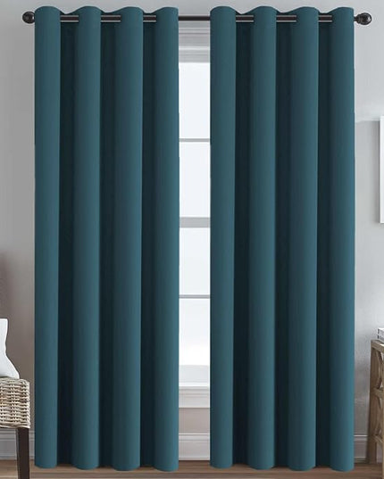 H.VERSAILTEX Premium Blackout Thermal Insulated Room Darkening Curtains for Bedroom/Living Room - Classic Grommet Top (2 Panels, Dark Teal, 52 Inch by 84 Inch)