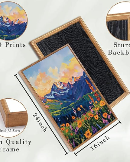 ANHUIB Colorful Wildflower Wall Art Boho Mountain Wall Decor Nature Floral Art Print 16x24 Inch Set of 3 for Living Room Bedroom Dining Room