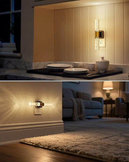 DORESshop LED Night Light, Rotating Night Lights Plug into Wall, Auto Light Sensor Nightlight Dimmable, 3000K Soft Light, LED Acrylic Bubble Nightlight Plug in for Bedroom Bathroom Hallway
