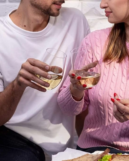 Krosno Stemless Wine Glasses for Red or White Wine, Set of 6, 19.6 oz, Harmony Collection, Perfect for a Veriety of Drinks, Made in Europe