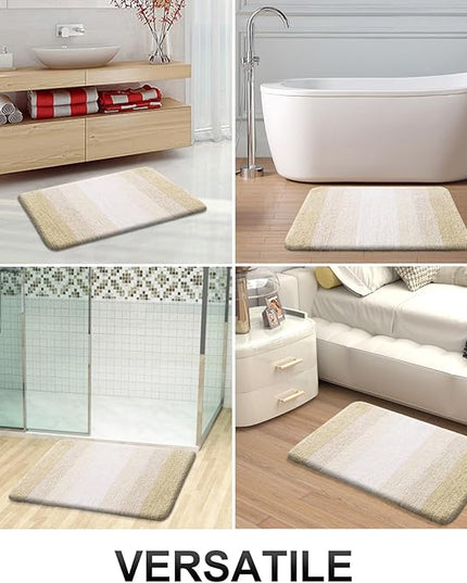 OLANLY Bathroom Rug Set 2 Piece, Soft Absorbent Microfiber Bath Rug Set, Non-Slip, Machine Wash Dry, Plush Shaggy Bath Mats for Bathroom (30"x20"+24"x16", Light Beige)
