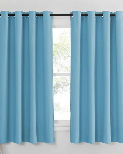 NICETOWN Blackout Shades for Bedroom Windows - (Teal Blue Color) Thermal Insulated Window Treatment Curtain Drape, Room Darkening Modern Drapery for Boy's Room, 52x63 inches, One Panel