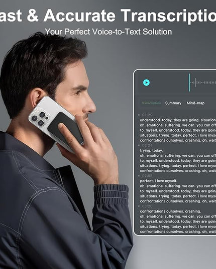 AI Voice Recorder,64GB Note Voice Recorder with Transcribe,Mind Mapping & AI Summary,Digital Voice Recorder with App,Audio Recorder for Lectures,Phone Calls,Meetings,Interviews Etc，Black