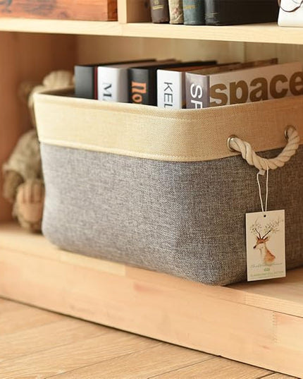 TheWarmHome Fabric Storage Bins Baskets for Organizing, Large Sturdy Storage Basket W/Handles, Decorative Foldable Storage Baskets for Shelves Closet Nursery Toy (Large - 3 Pack 15.7L×11.8W×8.3H)