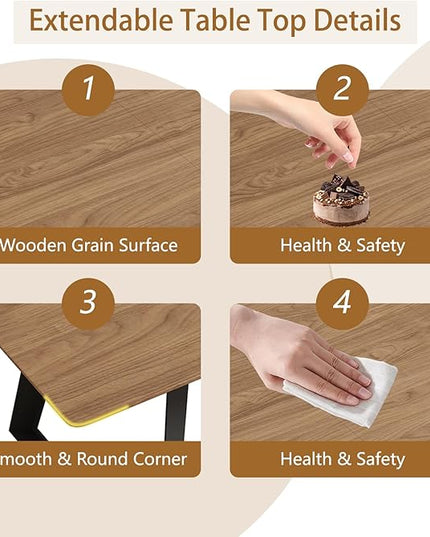 ZckyCine 51"-67" Expandable Mid-Century Modern Dining Table Wood Extendable Table for 4-6 People Space Saving Kitchen & Small Apartment Furniture Only Table (Walnut)