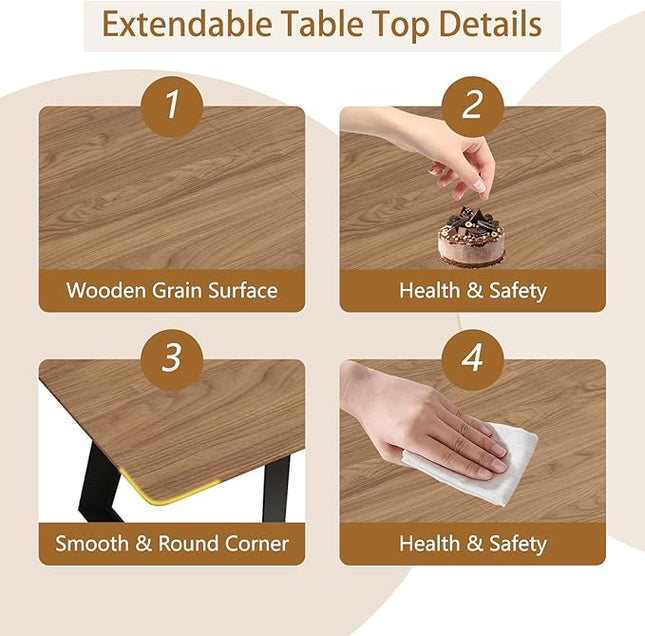 ZckyCine 51"-67" Expandable Mid-Century Modern Dining Table Wood Extendable Table for 4-6 People Space Saving Kitchen & Small Apartment Furniture Only Table (Walnut)