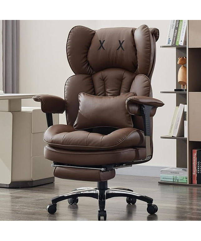 Efomao Big and Tall Office Chair with Footrest – High Back Computer Chair with Adjustable Armrests，Executive Office Chair with Wide Seat, Modern Desk Chair for Home Office, Gaming, or Study, Brown