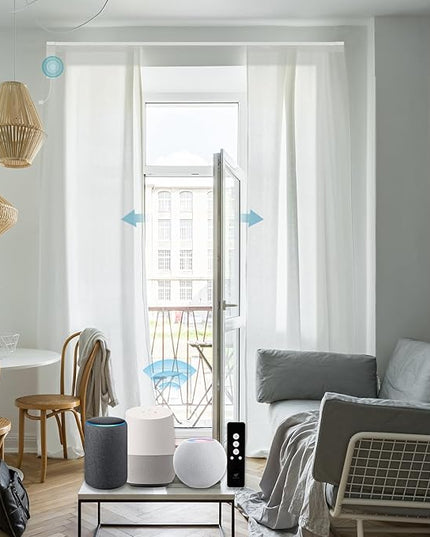 SmartWings Automatic Curtain Opener with Drapery, Motorized Vertical Blinds with Remote, Electric Closet Doors Sliding Panels Compatible with Alexa Google Homekit, Sheer Refined Elegance