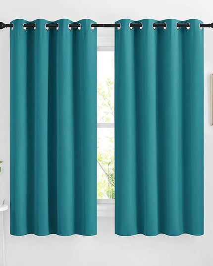 NICETOWN Peacock Teal Blackout Nursery Curtains, Grommet Thermal Curtains & Drapes Room Darkening Window Treatment Sound Reducing for Bedroom, 2 Panels, W46 x L63