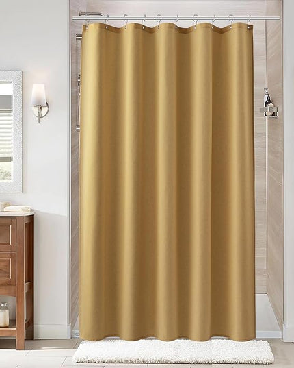 Naturoom 54 Inch Shower Curtain - Stall Narrow Half Linen Ultra Thick Fabric Shower Curtain Set with Hooks, Boho Farmhouse Rustic RV Camper Bath Curtains for Bathroom, Gold, 54x78