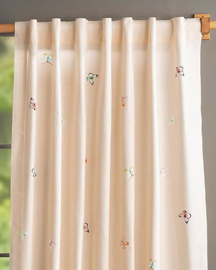 Maison d' Hermine Curtains for Living Room 100% Cotton 84 inch Length One Panel Light Filtering Curtains for Bedroom Windows with Rod and Loop Pockets Drapes (Botanical Fresh, 50" W x 84" L)